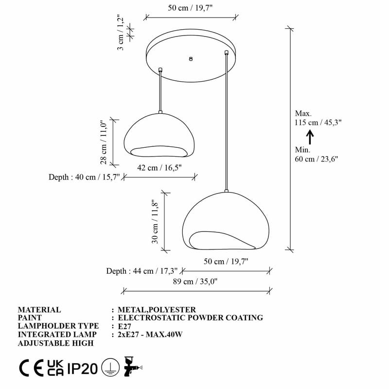 Cadros Pendellampa - Vit - Belysning - Lampor & belysning inomhus - Taklampa & takbelysning - Kristallkrona & takkrona