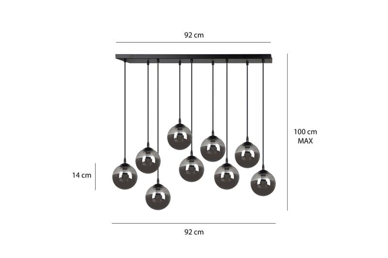 Cosmo 9 pendel Grafit - Scandinavian Choice - Taklampa sovrum - Kökslampa & taklampa kök - Hall lampa - Fönsterlampa - Pendellampa & hänglampa - Taklampa vardagsrum - Fönsterlampa hängande - Taklampa & takbelysning