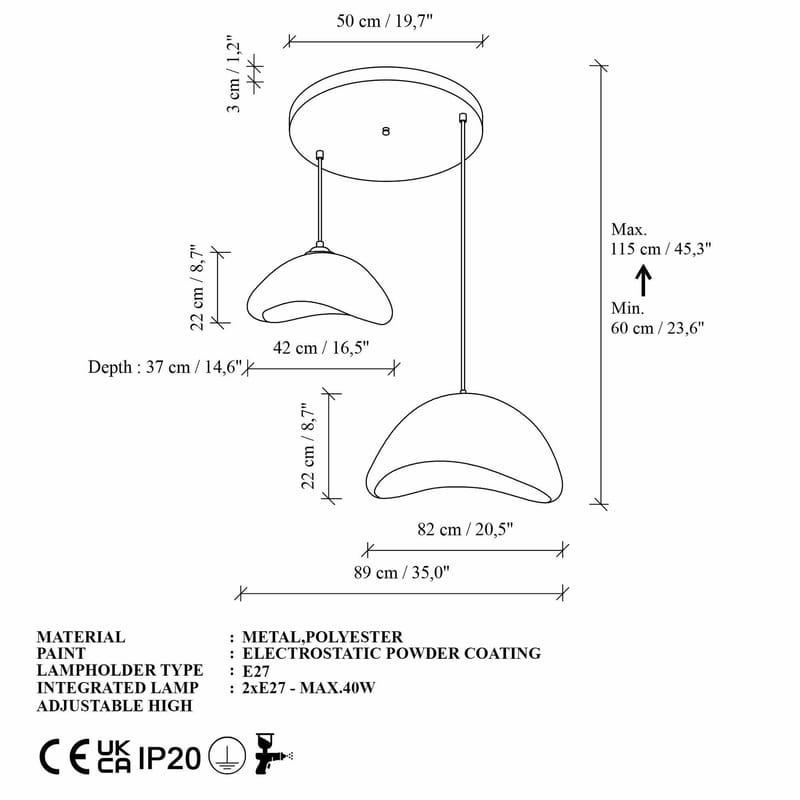 Dasina Pendellampa - Vit - Belysning - Lampor & belysning inomhus - Taklampa & takbelysning - Kristallkrona & takkrona