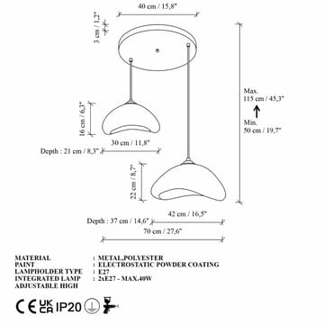 Dasina Pendellampa - Vit - Belysning - Lampor & belysning inomhus - Taklampa & takbelysning - Kristallkrona & takkrona