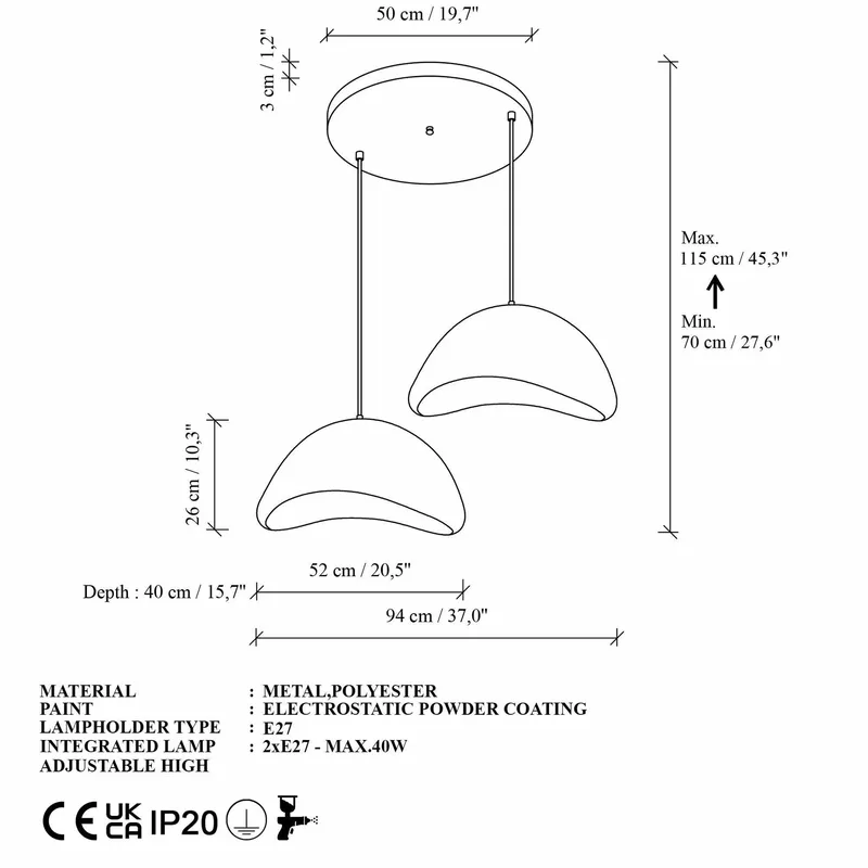 Dasina Pendellampa - Vit - Belysning - Lampor & belysning inomhus - Taklampa & takbelysning - Kristallkrona & takkrona