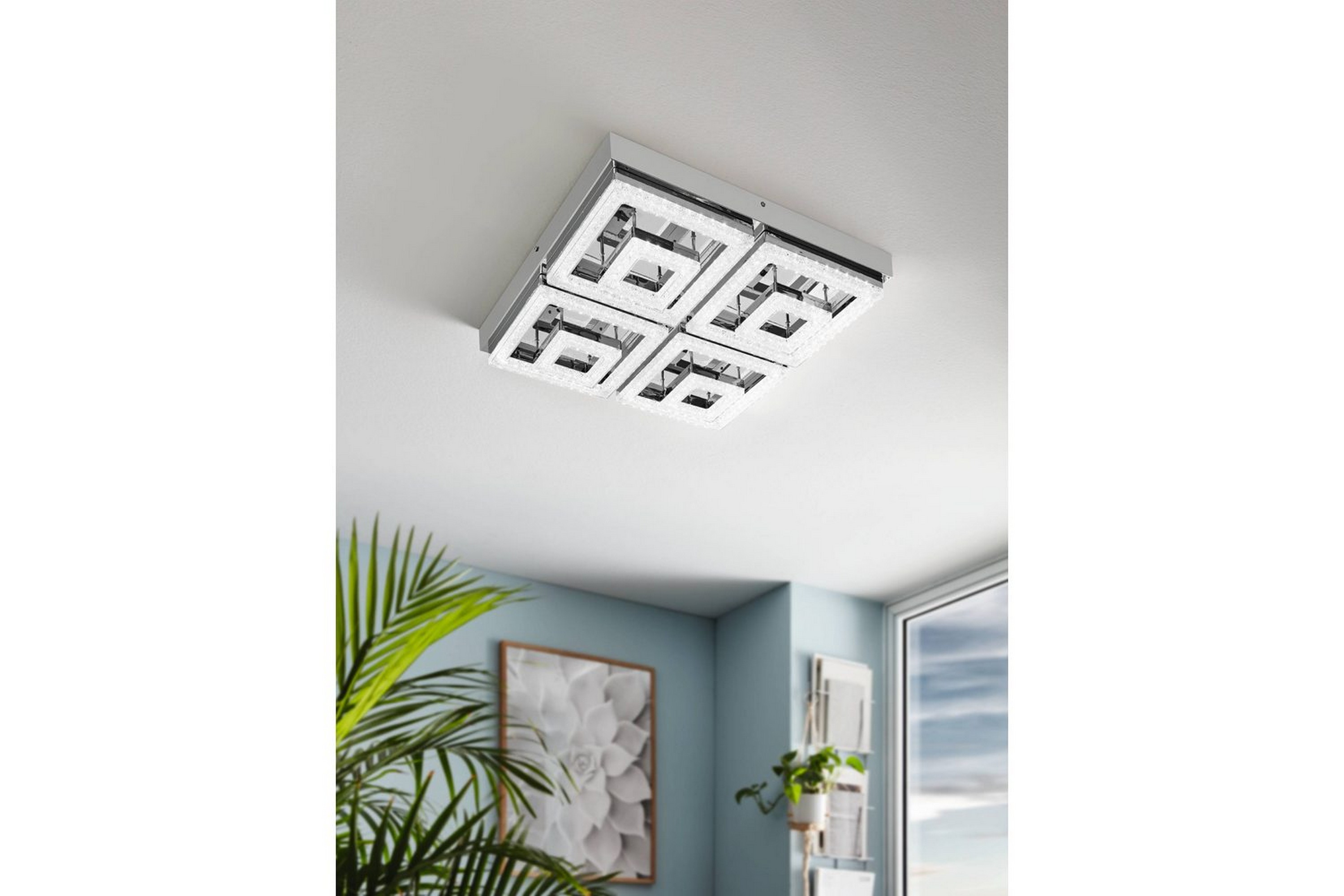 Taklampa Eglo Fradelo 520x520 mm - Krom/Grå