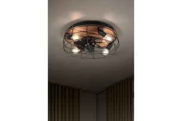 Fläkt TRIO Trondheim Mattsvart/trä - Mattsvart/trä - Belysning - Lampor & belysning inomhus - Taklampa & takbelysning - Takplafond