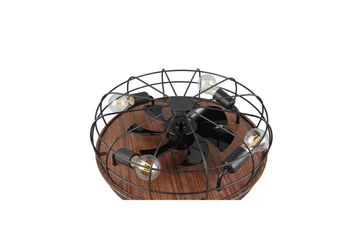 Fläkt TRIO Trondheim Mattsvart/trä - Mattsvart/trä - Belysning - Lampor & belysning inomhus - Taklampa & takbelysning - Takplafond