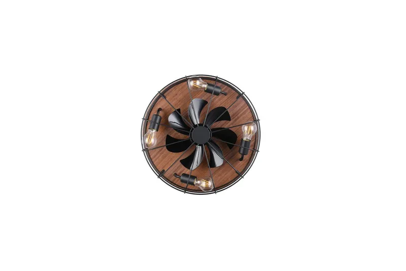 Fläkt TRIO Trondheim Mattsvart/trä - Mattsvart/trä - Belysning - Lampor & belysning inomhus - Taklampa & takbelysning - Takplafond