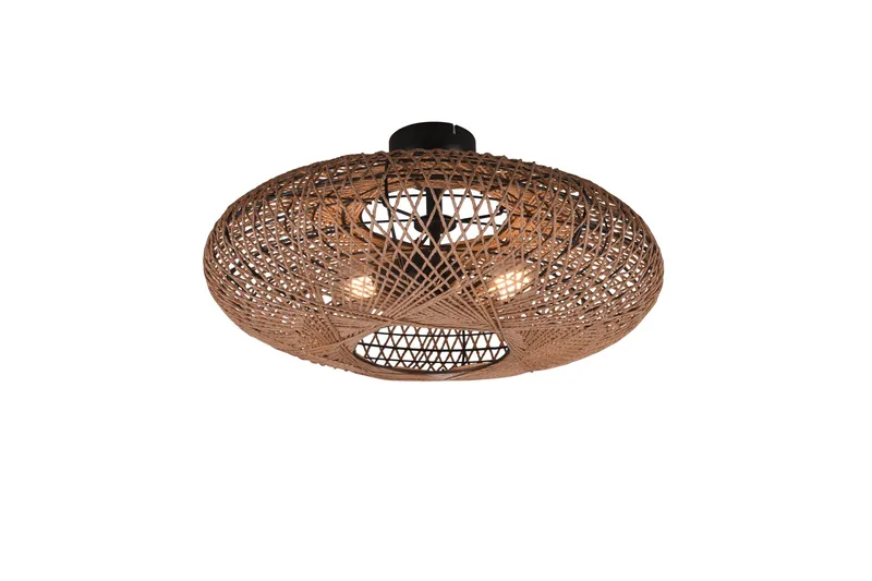 Hedda Plafond 2L E27 mattsvart/ sisal, Matt svart/Sisal
