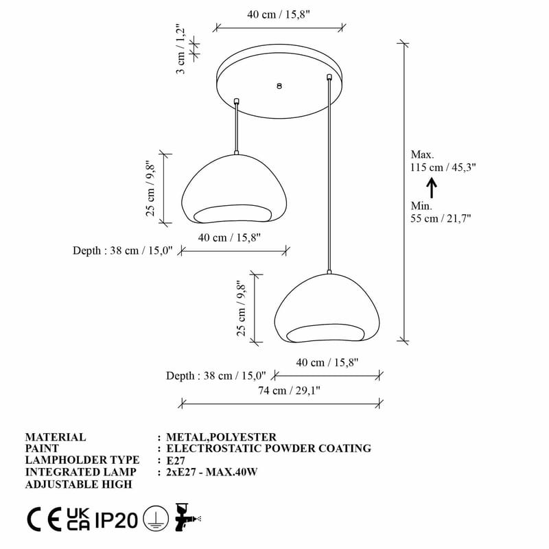 Kaolins Pendellampa - Vit - Belysning - Lampor & belysning inomhus - Taklampa & takbelysning - Kristallkrona & takkrona
