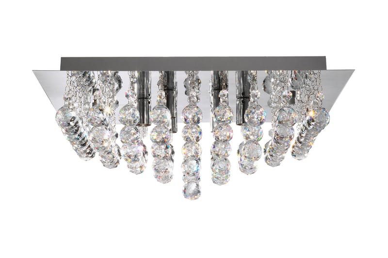 Kristallkrona Hanna 45 cm Kvadrat Dimbar 6 Lampor Krom/Blank - Kristallkrona & takkrona - Hall lampa - Taklampa & takbelysning