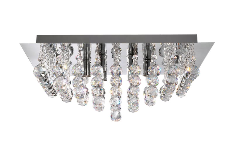Kristallkrona Hanna 55 cm Kvadrat Dimbar 8 Lampor Krom/Blank - Kristallkrona & takkrona - Hall lampa - Taklampa & takbelysning