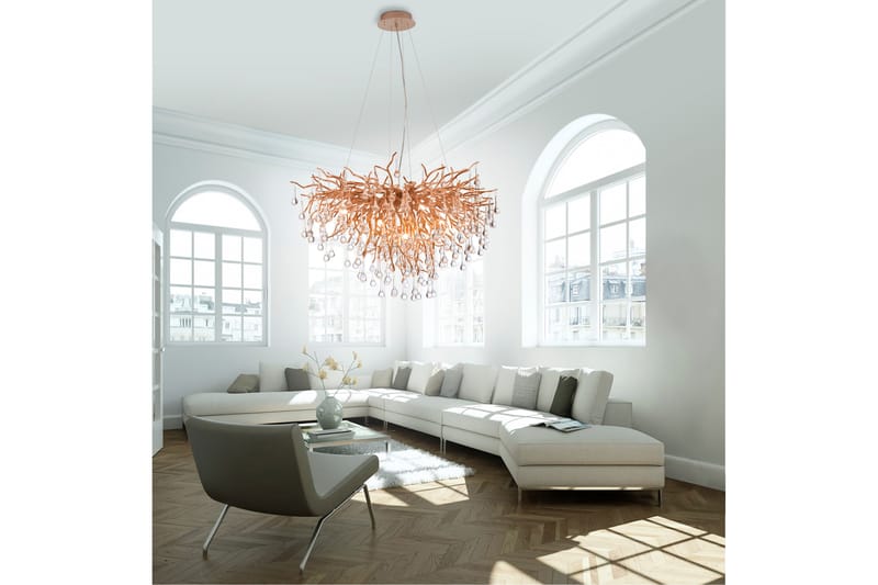 Kristallkrona Salitre 50x100 cm - Mässing - Belysning - Lampor & belysning inomhus - Taklampa & takbelysning - Kristallkrona & takkrona