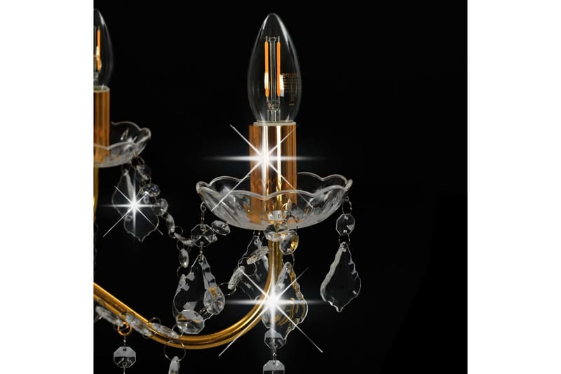 Takkrona med kristallpärlor guld rund 6xE14 - Guld - Hall lampa - Kristallkrona & takkrona - Taklampa & takbelysning