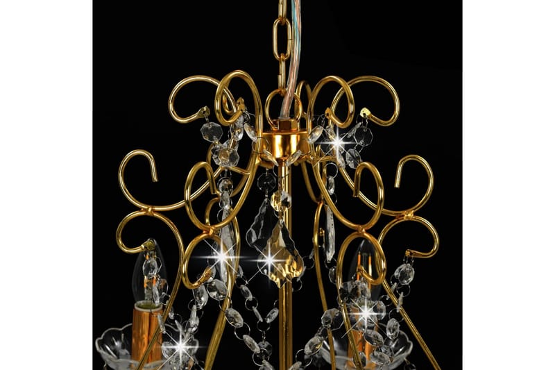 Takkrona med kristallpärlor guld rund 6xE14 - Guld - Hall lampa - Kristallkrona & takkrona - Taklampa & takbelysning