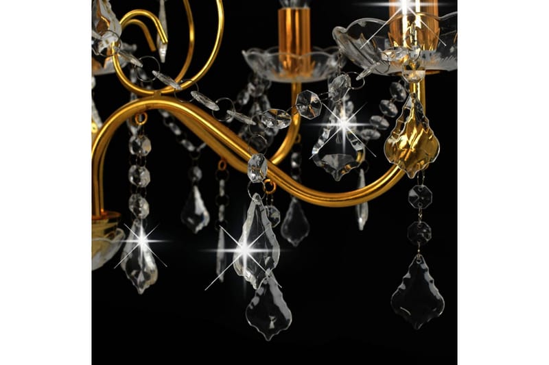 Takkrona med kristallpärlor guld rund 6xE14 - Guld - Kristallkrona & takkrona - Taklampa & takbelysning - Hall lampa