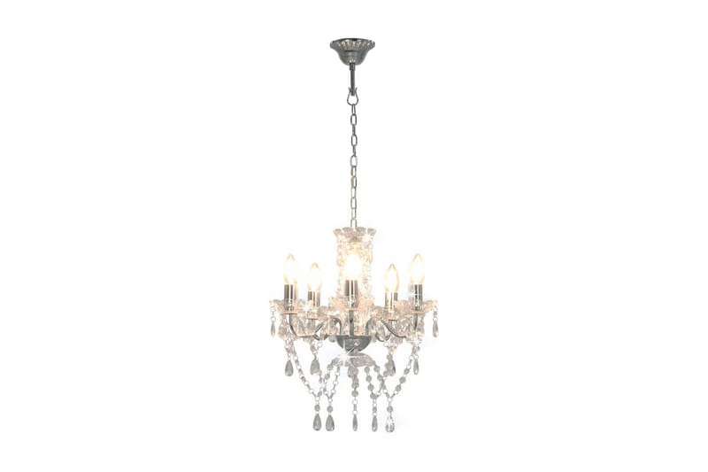 Takkrona med kristallpärlor silver rund 5xE14 - Kristallkrona & takkrona - Hall lampa - Taklampa & takbelysning