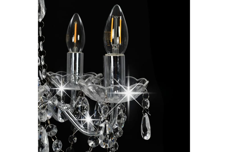 Takkrona med kristallpärlor silver rund 5xE14 - Silver - Kristallkrona & takkrona - Hall lampa - Taklampa & takbelysning