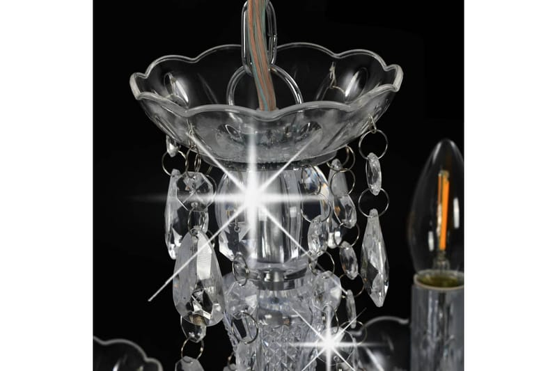Takkrona med kristallpärlor silver rund 5xE14 - Silver - Kristallkrona & takkrona - Hall lampa - Taklampa & takbelysning