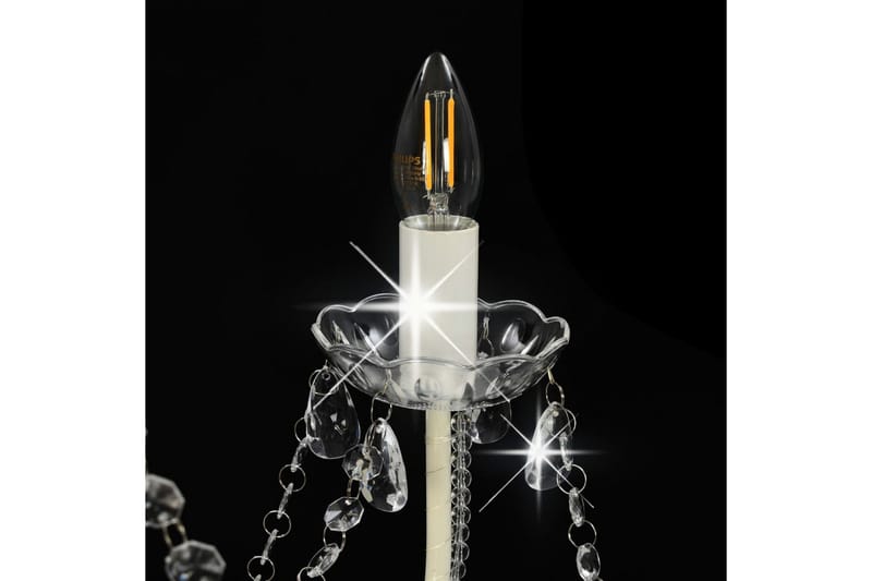 Takkrona med pärlor vit 8xE14-glödlampor - Vit - Kristallkrona & takkrona - Hall lampa - Taklampa & takbelysning