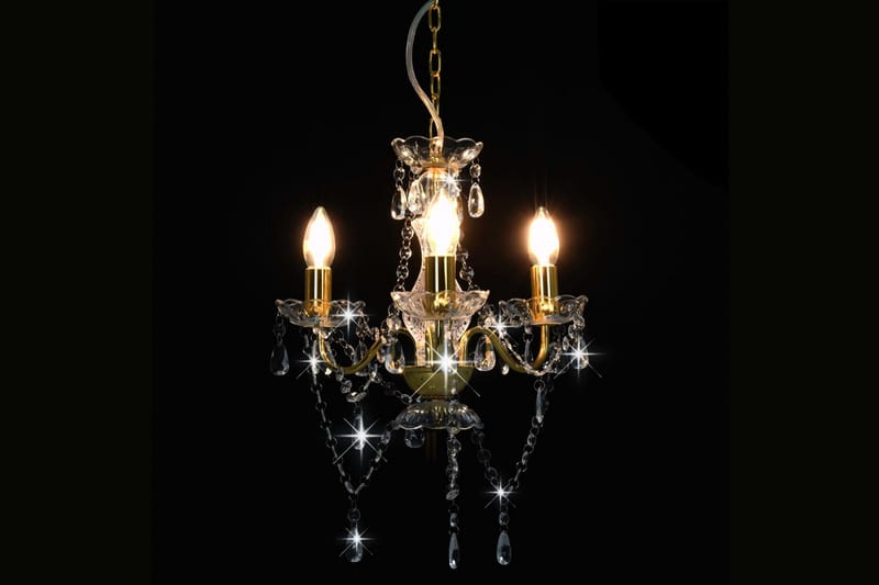 Takkrona med pärlor guld rund 3xE14 - Guld - Taklampa & takbelysning - Kristallkrona & takkrona - Hall lampa