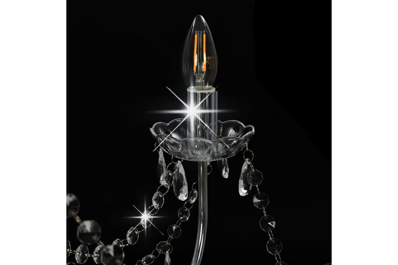 Takkrona med pärlor silver 8xE14-glödlampor - Silver - Kristallkrona & takkrona - Hall lampa - Taklampa & takbelysning