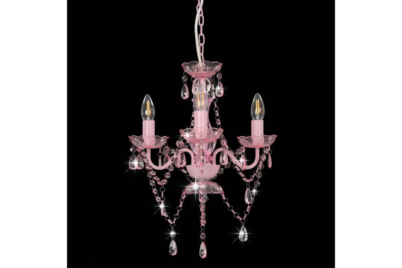 Takkrona med pärlor rosa rund 3xE14 - be Basic - Kristallkrona & takkrona - Hall lampa - Taklampa & takbelysning