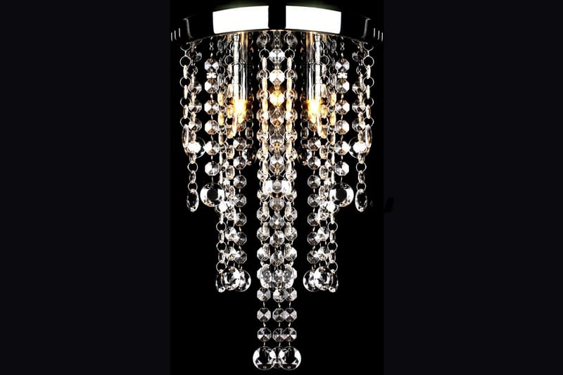 Takkrona vit metall med kristaller - Vit - Kristallkrona & takkrona - Hall lampa - Taklampa & takbelysning