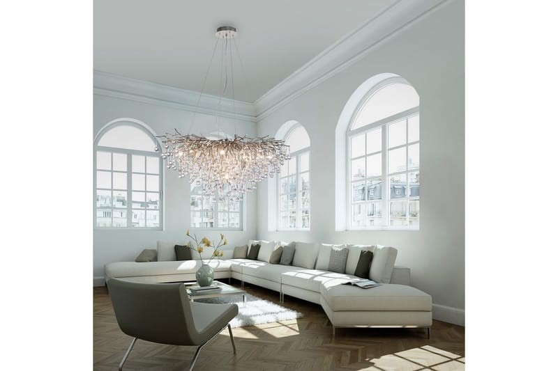 Ljuskrona Istapp - 50x250x100 cm, Stål - Belysning - Lampor & belysning inomhus - Taklampa & takbelysning - Kristallkrona & takkrona