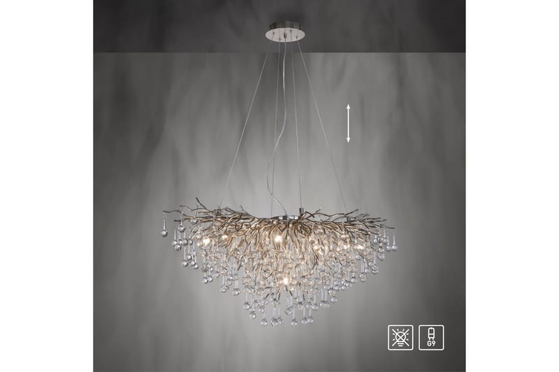 Ljuskrona Istapp - 50x250x100 cm, Stål - Belysning - Lampor & belysning inomhus - Taklampa & takbelysning - Kristallkrona & takkrona