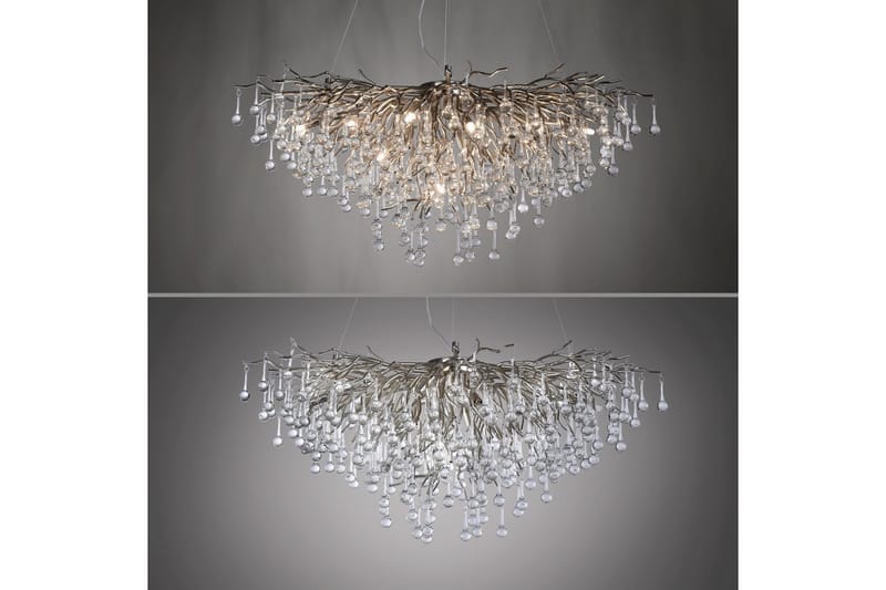 Ljuskrona Istapp - 50x250x100 cm, Stål - Belysning - Lampor & belysning inomhus - Taklampa & takbelysning - Kristallkrona & takkrona