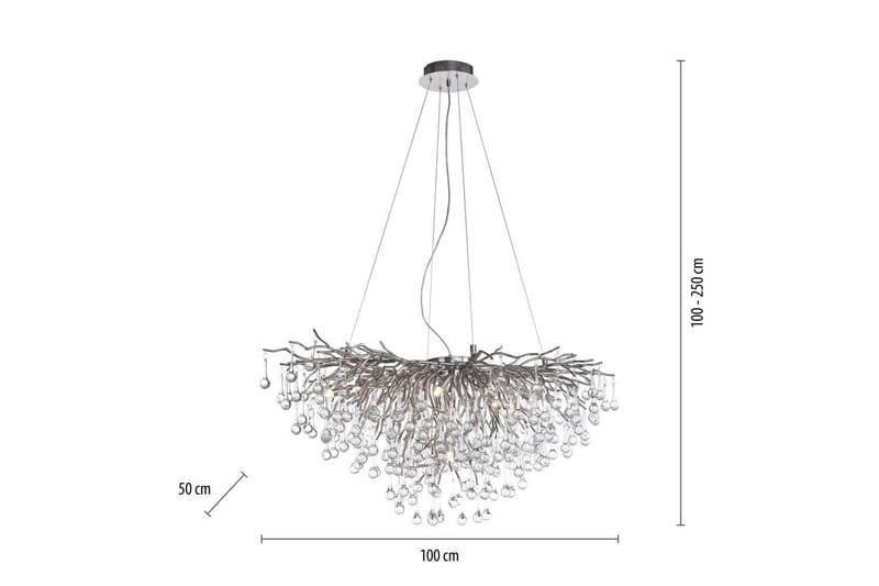 Ljuskrona Istapp - 50x250x100 cm, Stål - Belysning - Lampor & belysning inomhus - Taklampa & takbelysning - Kristallkrona & takkrona