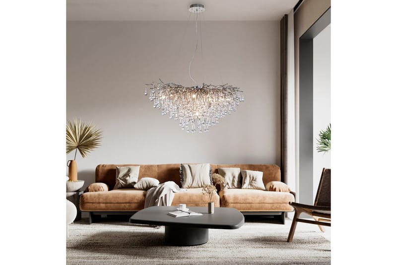 Ljuskrona Istapp - 50x250x100 cm, Stål - Belysning - Lampor & belysning inomhus - Taklampa & takbelysning - Kristallkrona & takkrona