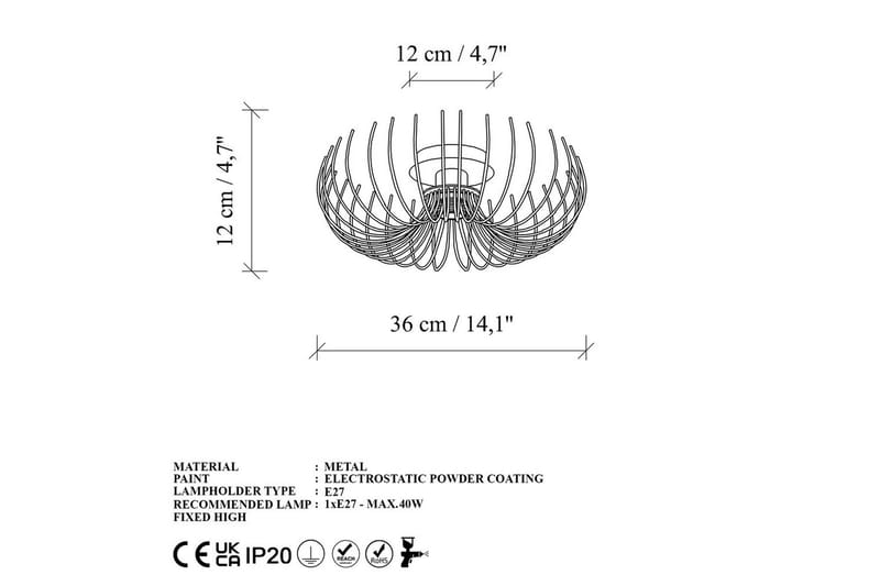 Ljuskrona Sadorte Rany - 36 x 36 x 12 cm - Belysning - Lampor & belysning inomhus - Taklampa & takbelysning - Takplafond