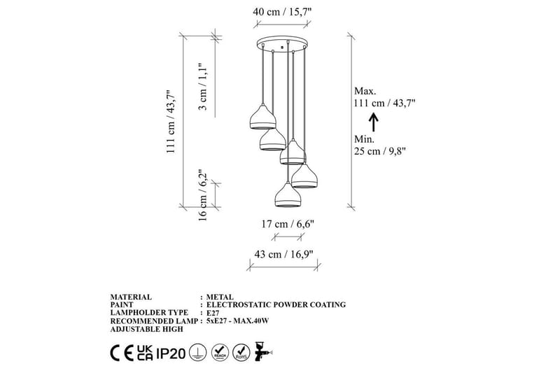Ljuskrona Soodni Fem Sufia Vit - Vit - Belysning - Lampor & belysning inomhus - Taklampa & takbelysning - Kökslampa & taklampa kök
