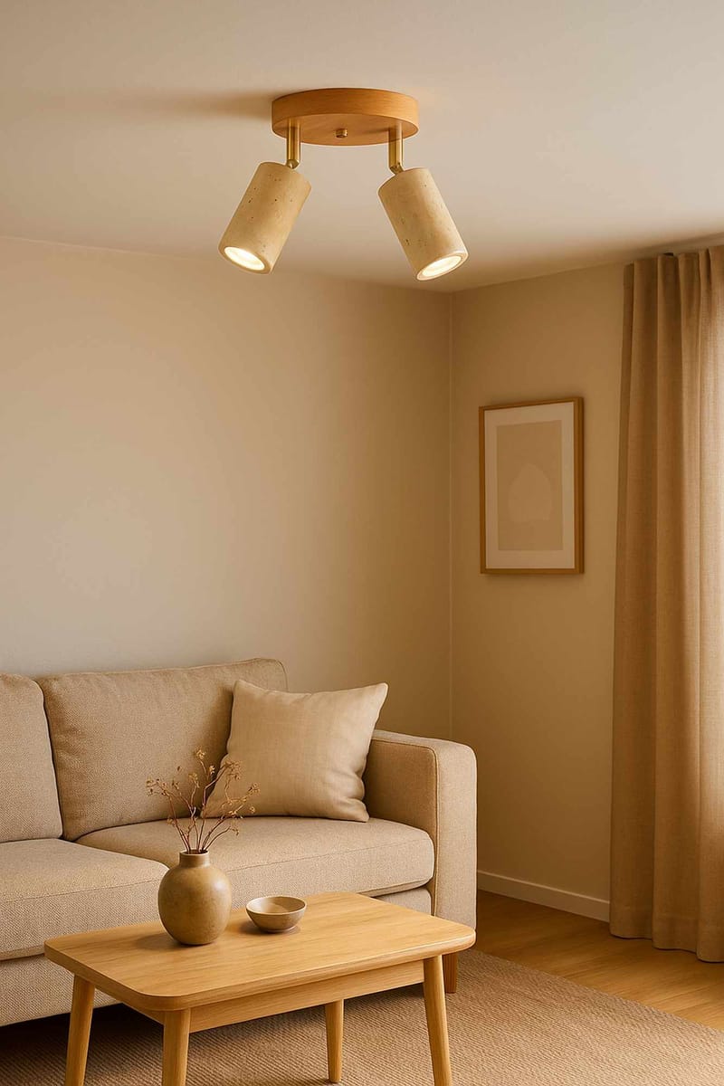 Nurtane Taklampa - Beige Och Ek - Belysning - Lampor & belysning inomhus - Taklampa & takbelysning - Kristallkrona & takkrona