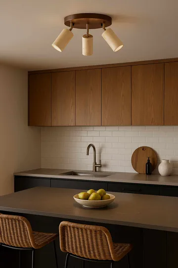 Nurtane Taklampa - Beige Och Valnöt - Belysning - Lampor & belysning inomhus - Taklampa & takbelysning - Kristallkrona & takkrona