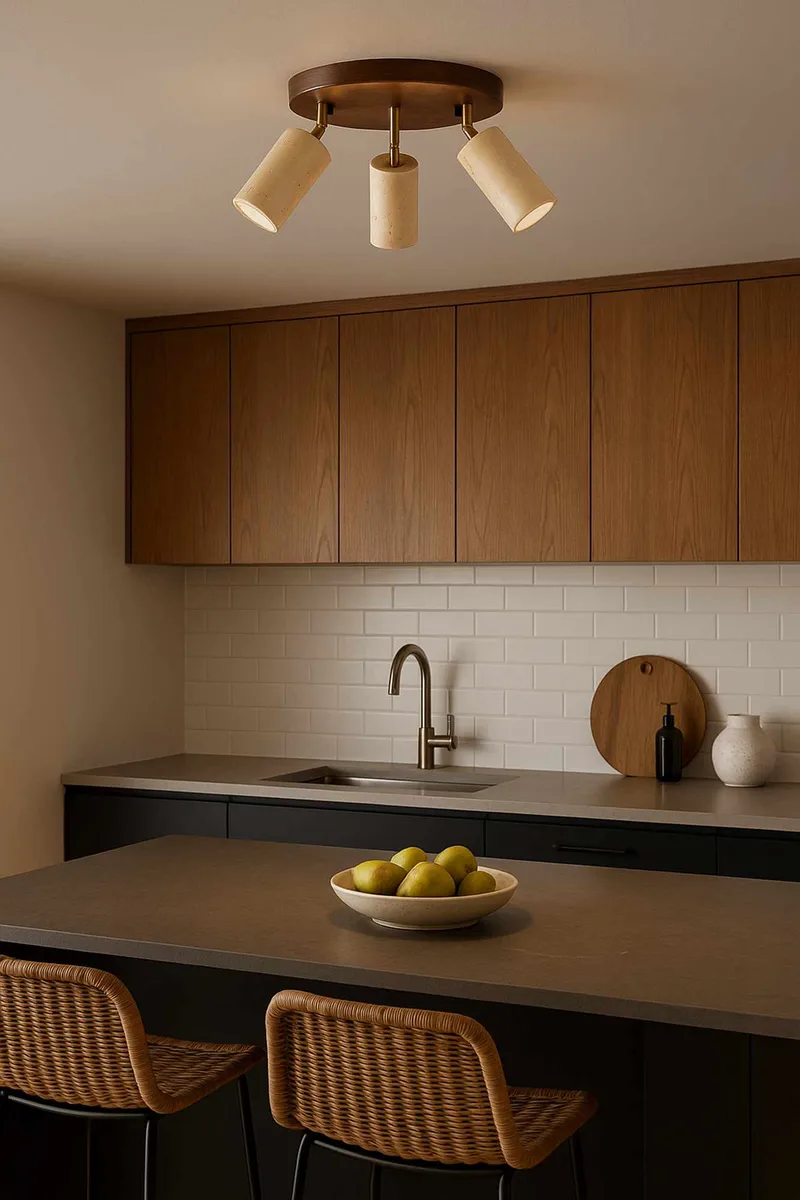 Nurtane Taklampa - Beige Och Valnöt - Belysning - Lampor & belysning inomhus - Taklampa & takbelysning - Kristallkrona & takkrona