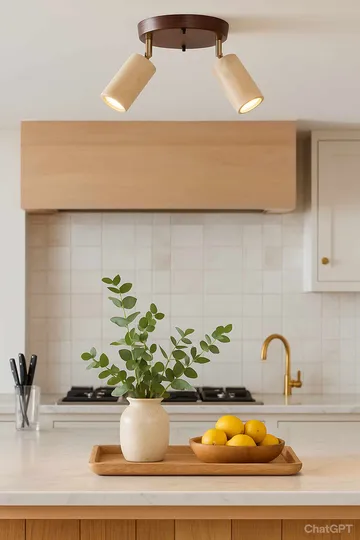 Nurtane Taklampa - Beige Och Valnöt - Belysning - Lampor & belysning inomhus - Taklampa & takbelysning - Kristallkrona & takkrona