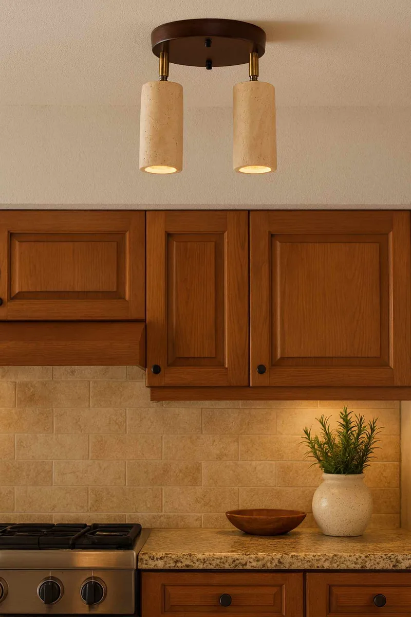 Nurtane Taklampa - Beige Och Valnöt - Belysning - Lampor & belysning inomhus - Taklampa & takbelysning - Kristallkrona & takkrona