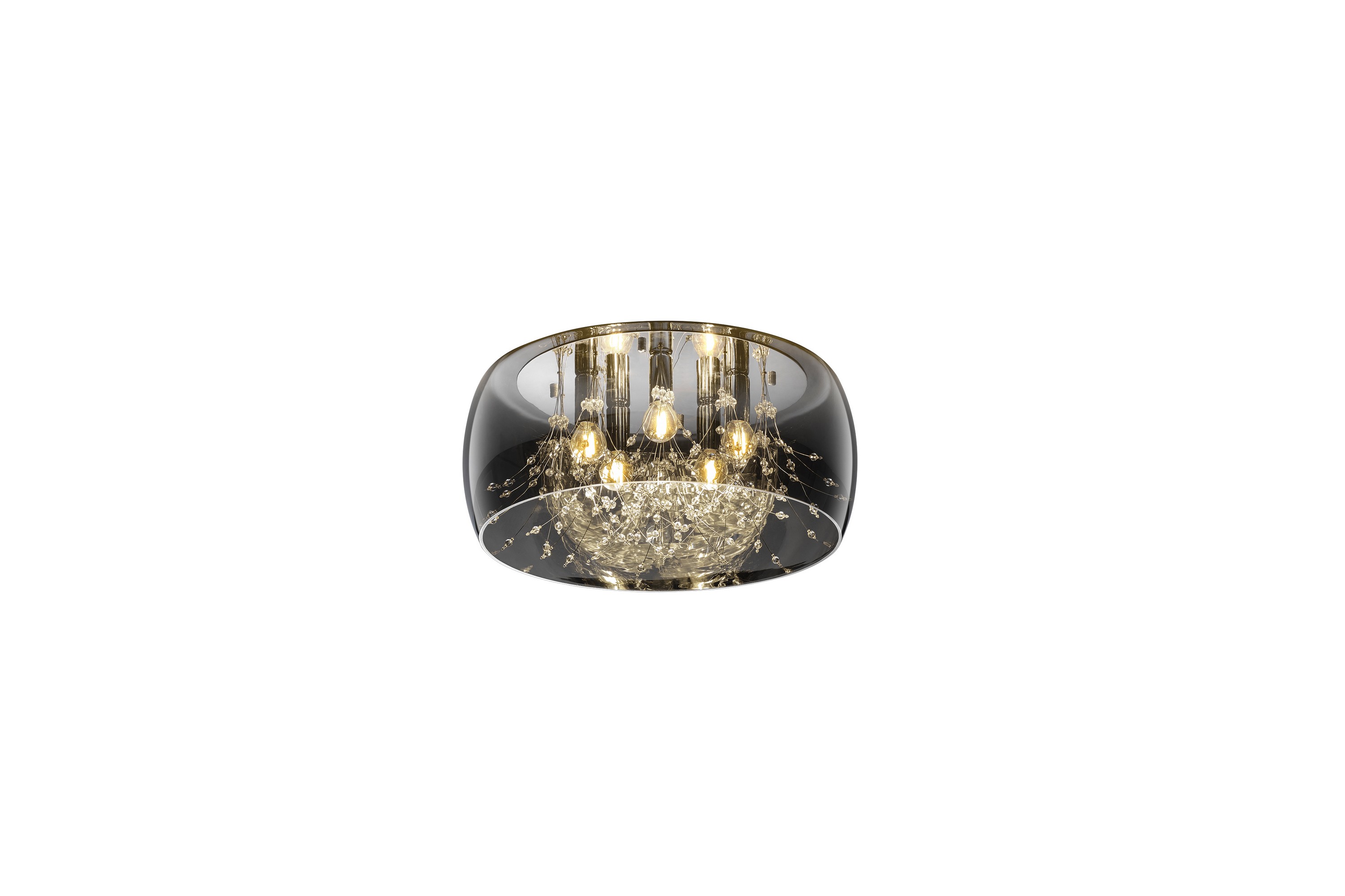 Crystel plafond 50 cm 5xE14 krom/rökglas Krom/Rökglas