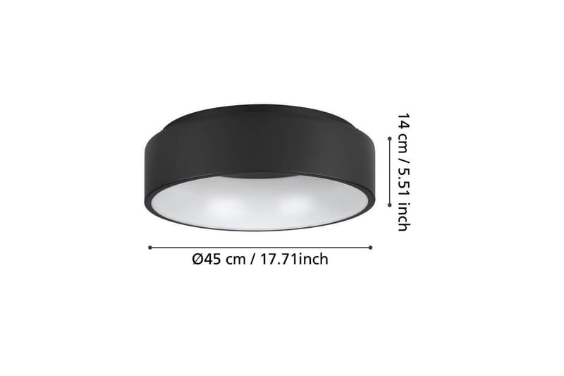 Plafond Eglo Marghera 45 cm, Svart - 45 cm, Svart - Belysning - Lampor & belysning inomhus - Taklampa & takbelysning - Takplafond