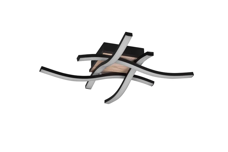 Route LED Taklampa 4L mattsvart/ trä - Matt svart/Trä - Belysning - Lampor & belysning inomhus - Taklampa & takbelysning - Takplafond