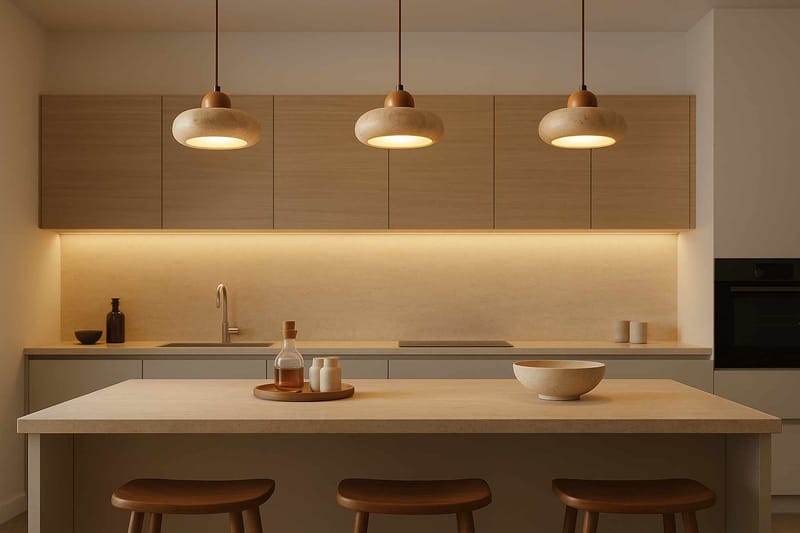 Serros Pendellampa - Beige Och Ek - Belysning - Lampor & belysning inomhus - Taklampa & takbelysning - Kristallkrona & takkrona