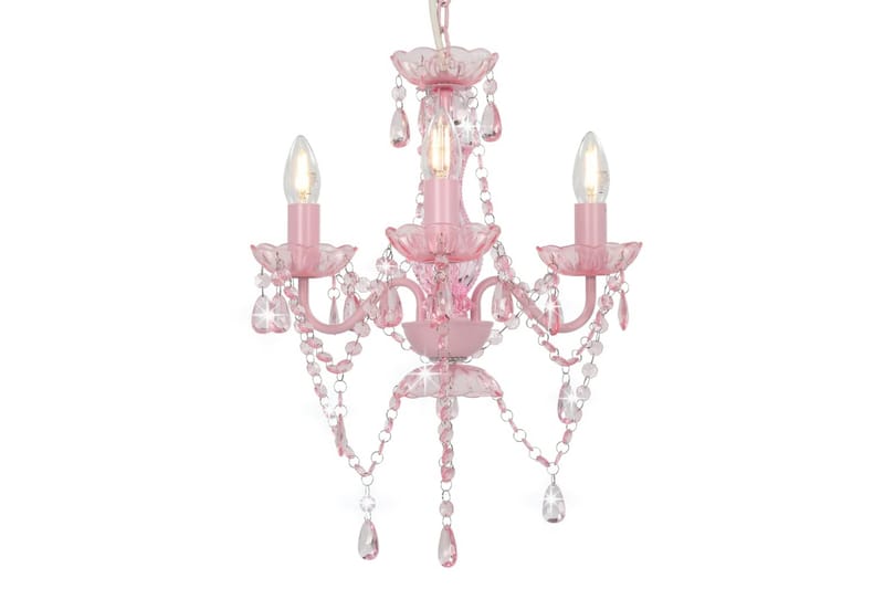 Takkrona med pärlor rosa rund 3xE14 - Kristallkrona & takkrona - Hall lampa - Taklampa & takbelysning