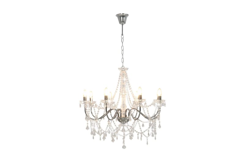 Takkrona med pärlor silver 8xE14-glödlampor - Kristallkrona & takkrona - Hall lampa - Taklampa & takbelysning