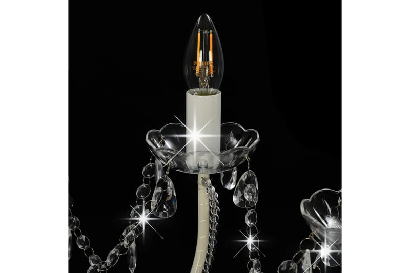 Takkrona med pärlor vit 12xE14-glödlampor - Vit - Kristallkrona & takkrona - Hall lampa - Taklampa & takbelysning