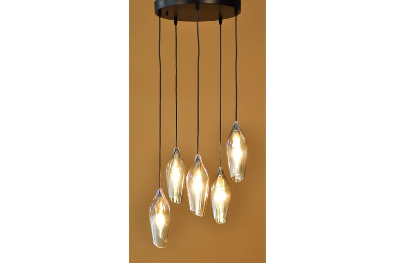 Taklampa Dalmatia 5 Ljus Svart/Guld/Amber - AG Home & Light - Taklampa sovrum - Kökslampa & taklampa kök - Hall lampa - Fönsterlampa - Pendellampa & hänglampa - Taklampa vardagsrum - Fönsterlampa hängande - Taklampa & takbelysning