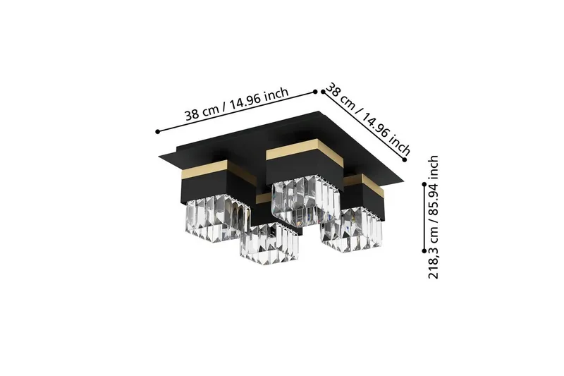 Taklampa Eglo Barrancas - Svart/Guld - Belysning - Lampor & belysning inomhus - Taklampa & takbelysning - Kristallkrona & takkrona