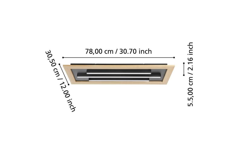Taklampa Eglo Tirrenara 780x305 mm - Svart/Brun - Belysning - Lampor & belysning inomhus - Taklampa & takbelysning - Takplafond