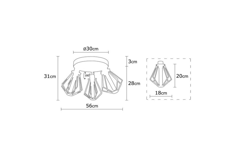 Taklampa Hillmere Svart / Rany - Guld/Svart - Belysning - Lampor & belysning inomhus - Taklampa & takbelysning - Takplafond