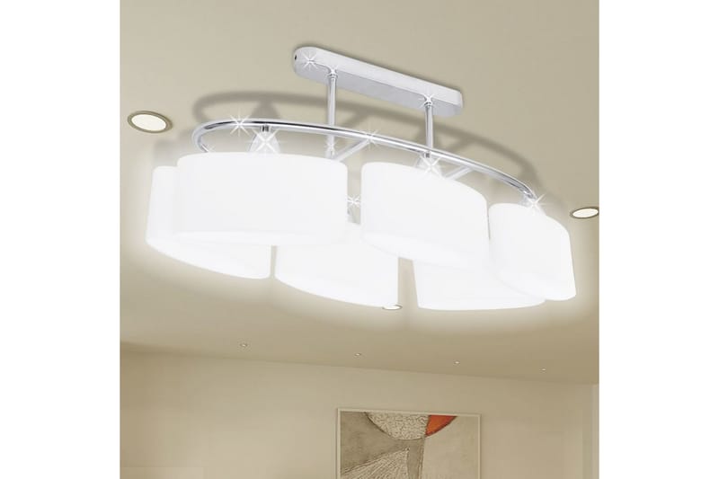 Taklampa med elipsoida glaskupor för 6 E14-lampor - Vit - Kökslampa & taklampa kök - Fönsterlampa - Taklampa sovrum - Pendellampa & hänglampa - Hall lampa - Taklampa vardagsrum - Fönsterlampa hängande - Taklampa & takbelysning