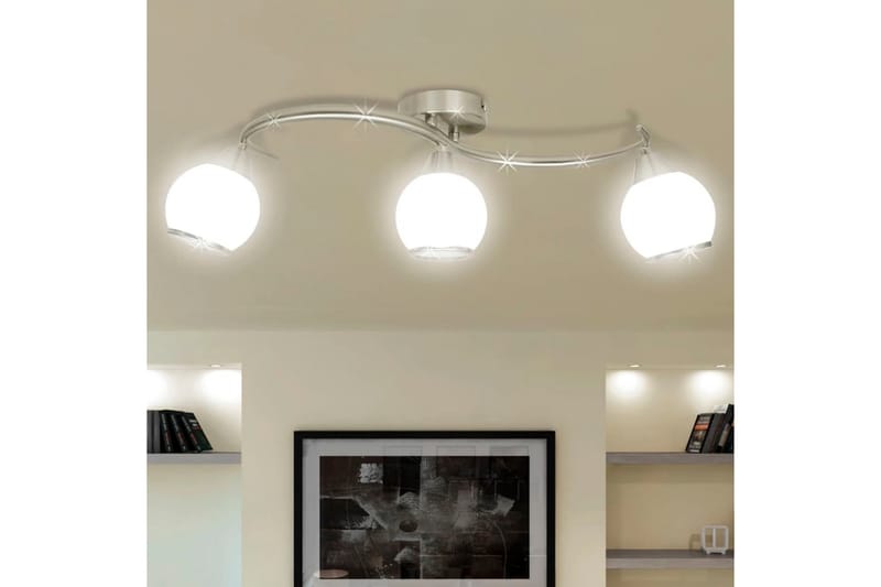 Taklampa med glasskärmar med böjd skena för 3 E14 glödlampor - Vit - Kökslampa & taklampa kök - Fönsterlampa - Taklampa sovrum - Pendellampa & hänglampa - Hall lampa - Taklampa vardagsrum - Fönsterlampa hängande - Taklampa & takbelysning